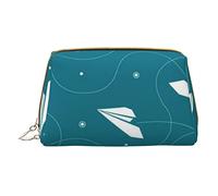 Trousse portatile in pelle minimalista ed elegante, con stampa a strisce rosse, per ragazze e donne, di piccole dimensioni, Aereo di carta, Taglia unica
