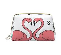 Trousse portatile in pelle minimalista ed elegante, con stampa a strisce rosse, per ragazze e donne, di piccole dimensioni, Fenicottero rosa , Taglia unica