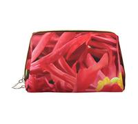Trousse portatile in pelle minimalista ed elegante, con stampa di cancello in metallo da parete in legno, per ragazze e donne, di piccole dimensioni, Crisantemo della gru delle teste rosse, Taglia