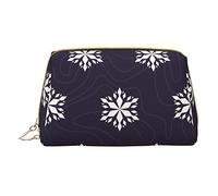 Trousse portatile in pelle minimalista ed elegante, con stampa di Cars and the Earth, per ragazze e donne, di piccole dimensioni, Fiocchi di neve bianchi, Taglia unica