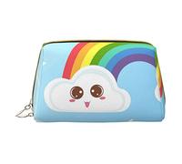 Trousse portatile in pelle minimalista ed elegante, con stampa di Cars and the Earth, per ragazze e donne, di piccole dimensioni, Sole e Arcobaleno, Taglia unica