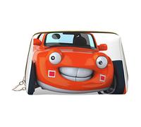 Trousse portatile in pelle minimalista ed elegante, con stampa di Cars and the Earth, per ragazze e donne, di piccole dimensioni, Sorridente Auto, Taglia unica