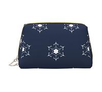 Trousse portatile in pelle minimalista ed elegante, con stampa di Cars and the Earth, per ragazze e donne, di piccole dimensioni, Fiocchi di neve bianchi blu, Taglia unica