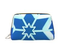 Trousse portatile in pelle minimalista ed elegante, con stampa di Cars and the Earth, per ragazze e donne, di piccole dimensioni, Fiocchi di neve blu 1, Taglia unica