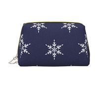 Trousse portatile in pelle minimalista ed elegante, con stampa di Cars and the Earth, per ragazze e donne, di piccole dimensioni, Fiocchi di neve blu 2, Taglia unica