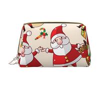Trousse portatile in pelle minimalista ed elegante, con stampa di mattoni refrattari, per ragazze e donne, di piccole dimensioni, Natale cartone animato Babbo Natale, Taglia unica