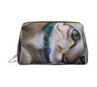 Trousse portatile in pelle minimalista ed elegante, con stampa di un grande albero, per ragazze e donne, di piccole dimensioni, Il gatto sdraiato sul pavimento, Taglia unica