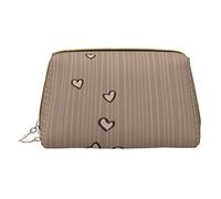 Trousse portatile in pelle minimalista ed elegante, con stampa Merry Christmas, per ragazze e donne, di piccole dimensioni, Love Birdie Stripe, Taglia unica