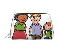 Trousse portatile in pelle minimalista ed elegante, con stampa supercar, per ragazze e donne, di piccole dimensioni, Cartone animato di una famiglia, Taglia unica