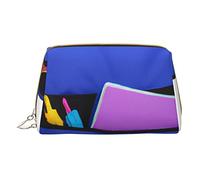 Trousse portatile in pelle minimalista ed elegante, scatola pop-up per basket, borsa cosmetica stampata per ragazze e donne, di piccole dimensioni, Blu e giallo, Taglia unica