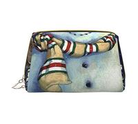 Trousse portatile minimalista ed elegante in pelle, borsa per cosmetici con stampa della benedizione irlandese di San Patrizio, per ragazze e donne, di piccole dimensioni, Pupazzo di neve invernale.,