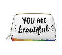 Trousse portatile minimalista ed elegante in pelle, con stampa di luna piena e nuvole nebbiose, per ragazze e donne, di piccole dimensioni, Tu sei bella, Taglia unica