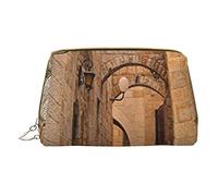 Trousse portatile minimalista ed elegante, in pelle, con stampa leopardata, per ragazze e donne, di piccole dimensioni, Architettura Strade Case, Taglia unica