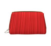 Trousse portatile minimalista ed elegante in pelle, modello ondulato con curve colorate stampate, per ragazze e donne, di piccole dimensioni, Strisce verticali rosse, Taglia unica