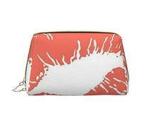 Trousse portatile minimalista ed elegante in pelle, modello ondulato con curve colorate stampate, per ragazze e donne, di piccole dimensioni, Bacio Rosso, Taglia unica