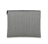 Trousse portatile nera per il trucco, motivo a zigzag, elegante borsa da viaggio per cosmetici, da donna, piccola borsa in tela con cerniera, borsa da toeletta quotidiana, nero, 7x9 Inch, Borsa