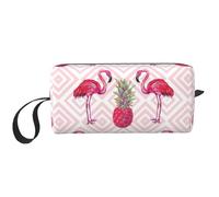 Trousse portatile per cosmetici, con stampa di fenicottero e ananas rosa, custodia da viaggio, borsa organizer con cerniera per un accesso rapido