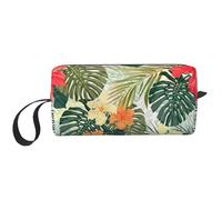 Trousse portatile per cosmetici con stampa di fiori di ibisco, custodia da viaggio, borsa organizer con cerniera per un accesso rapido
