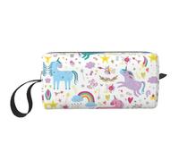Trousse portatile per cosmetici con stampa di unicorni, custodia da viaggio, borsa organizer con cerniera per un accesso rapido