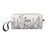 Trousse portatile per cosmetici, con stampa floreale e erbe botaniche, custodia da viaggio, borsa organizer con cerniera per un accesso rapido