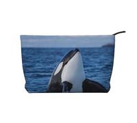 Trousse portatile per uomini e donne, borsa da toilette spaventosa per la notte della folla, Balena Carina Mare