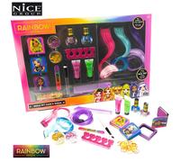 TROUSSE RAINBOW HIGH MEGA SET HAIR & NAILS KIT PER BAMBINA CON EXTENSION, GEL, G