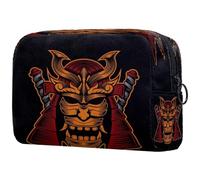 Trousse tradizionale giapponese con testa di samurai, da donna, borsa da viaggio per articoli da toeletta grandi e pratici, con cerniera, Multi, 18.5x7.5x13cm/7.3x3x5.1in, Beauty case