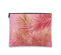 Trousse tropicale per il trucco, con foglie di pesca, in lamina d'oro, borsa da viaggio per donne, organizer portatile in tela con cerniera, borsa da toilette regalo estiva da spiaggia, Pesca, 7x9