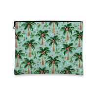 Trousse tropicale per il trucco, con palme, borsa da viaggio per cosmetici, da donna, piccola borsa portatile in tela con cerniera, borsa da toilette per la cura della pelle delle vacanze, Verde, 7x9