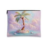 Trousse tropicale per il trucco, con palme, borsa da viaggio per donne, piccola borsa portatile in tela con cerniera, regalo estivo, borsa da toeletta per la cura della pelle, vacanza al mare
