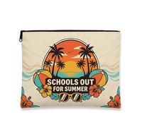 Trousse tropicale retrò, borsa cosmetica estiva con tramonto sulla spiaggia, organizer portatile in tela con cerniera, borsa da toilette per la cura della pelle per le vacanze, Beige, 7x9 Inch, Estate