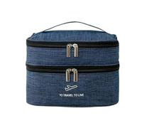 Trousse Trucchi Borsa portaoggetti for cosmetici a doppio strato, semplice, alla moda, da donna, for matita for sopracciglia, grande capacità, organizer for profumo e rossetto(Blue)