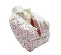 Trousse Trucchi Organizer for riporre cosmetici trapuntati e gonfi floreali, borsa for cosmetici stampata a fiori, grande borsa for cosmetici da viaggio, accessorio for il trucco Trousse Make Up(Pink)