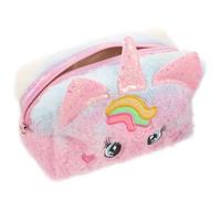 Trousse Unicorno in Peluche Rosa per Cosmetici e Pennelli | Forma Graziosa e Tocco Morbido, per Bagno e Uso Quotidiano, Design Cartone, Pratico Dentro Borsa