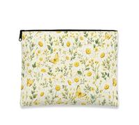 Trousse vintage floreale per cosmetici, margherite gialle per donne, organizer per articoli da toeletta da viaggio, regalo di primavera, Giallo, 7x9 Inch, Margherite