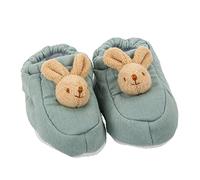 Trousselier - Ciabatte con testa di coniglietto - 0 a 2 anni - Tessuto di lino - Regalo ideale per la nascita - Lavabile in lavatrice - Celadon Green Color - 2 count