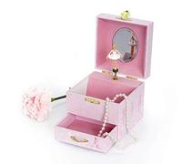 Trousselier Cube Music Box Ballerina Slippers - Pink - Statuetta Ballerina