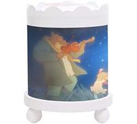 Trousselier - Ernest & Celestine - Lampada magica notturna rotonda - Per bambini - Cartoni animati - Luce confortevole - Colore legno bianco - Lampadina 12V 10W - Adattatore spina europea