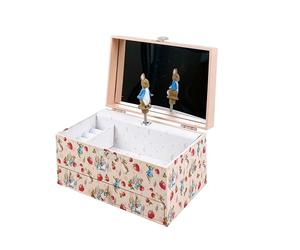 Trousselier - Peter Rabbit. Pierre Lapin - Scatola portagioie musicale ideale come regalo per ragazza, fosforescente, brilla nella notte, musica la vita in rosa, regalo di compleanno nascita battesimo