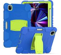 Trova con supporto per Samsung Tab A7 Lite 8.7 2021 T220/T225, durevole, ibrido, resistente agli urti, resistente, a tre strati, custodia protettiva in silicone per tablet per bambini (blu+verde)