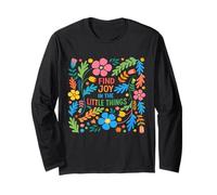 Trova Gioia nelle Piccole Cose Carino Floreale Primavera affermazione Maglia a Manica