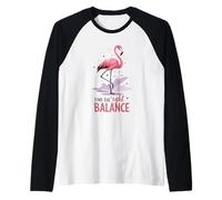 Trova Il Giusto Equilibrio Carino Flamingo Yoga Maglia con Maniche Raglan