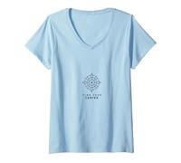 Trova Il Tuo Centro Compass Design Inspirational Maglietta con Collo a V, Donna, Celeste, M