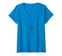 Trova Il Tuo Centro Compass Design Inspirational Maglietta con Collo a V, Donna, Zaffiro, XXL