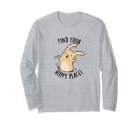 Trova Il Tuo Posto Luppolo Divertente Coniglio Gioco di Parole Maglia a Manica