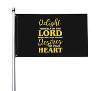 Trova La Gioia Nel Signore Ed Egli Ti Darà I Desideri Del Tuo Cuore Garden Flag Con 2 Occhielli Bandiere Da Giardino Resistente Alle Intemperie Bandiera Da Cortile Per Interni Patio 90X150Cm