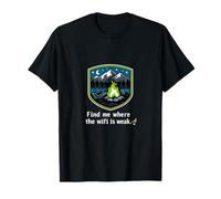 Trovami Dove Il Wi-Fi è Debole Camping Badge Art Maglietta