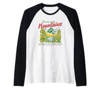 Trovami in Montagna La Natura è Il Mio Posto Felice (Grafico) Maglia con Maniche Raglan