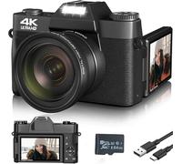 Trovoro Digital Camera, 2025 New 56 Million Hd Pixels 4k Digital Camera, 3.0 Hd Folding Screen, Support WiFi Function, Time Lapse Video Function, Time Lapse Photography (Wide Angle Black)