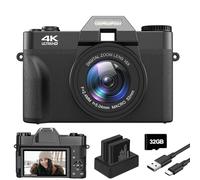 Trovoro Digital Camera - 4K Ultra HD - 3.0 Hd 270°Flip, 48 Million HD Pixels, Time-Lapse Video Function, Support for WiFi Function, Slow Motion Video, Time-Lapse Photo, Auto Focus (Black,Standard)